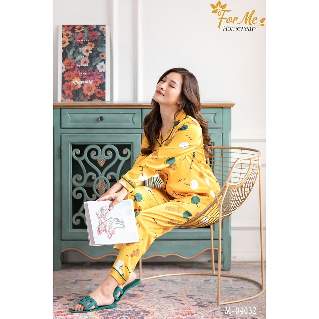 Bộ đồ ngủ, mặc nhà chất Lụa Giấy Luxury DÀI TAY SUMMER 04,forme pijama