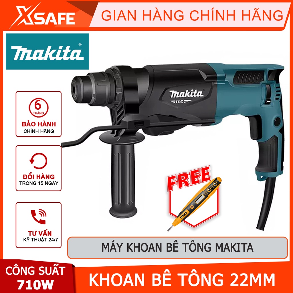 Máy khoan bê tông MAKITA M8700B 22mm Máy khoan động lực công suất 710W, tốc độ đập 0-4,350 lần/phút - [XSAFE]