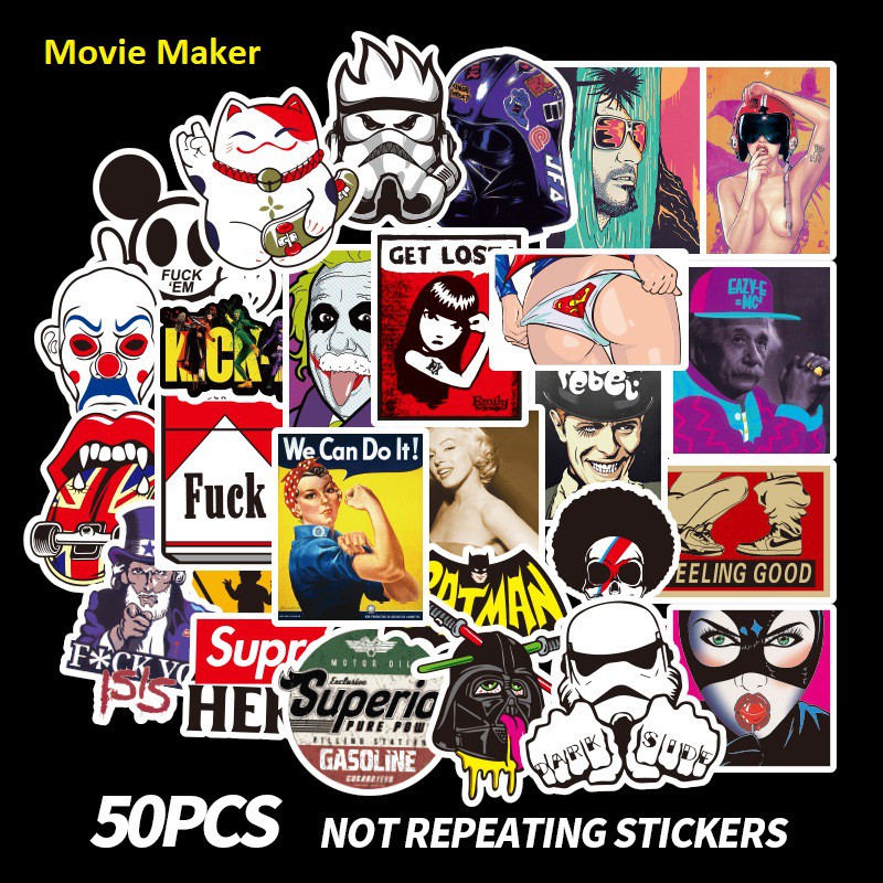 Sticker hình dán chống nước cho mũ bảo hiểm vali đồ dùng cực đẹp