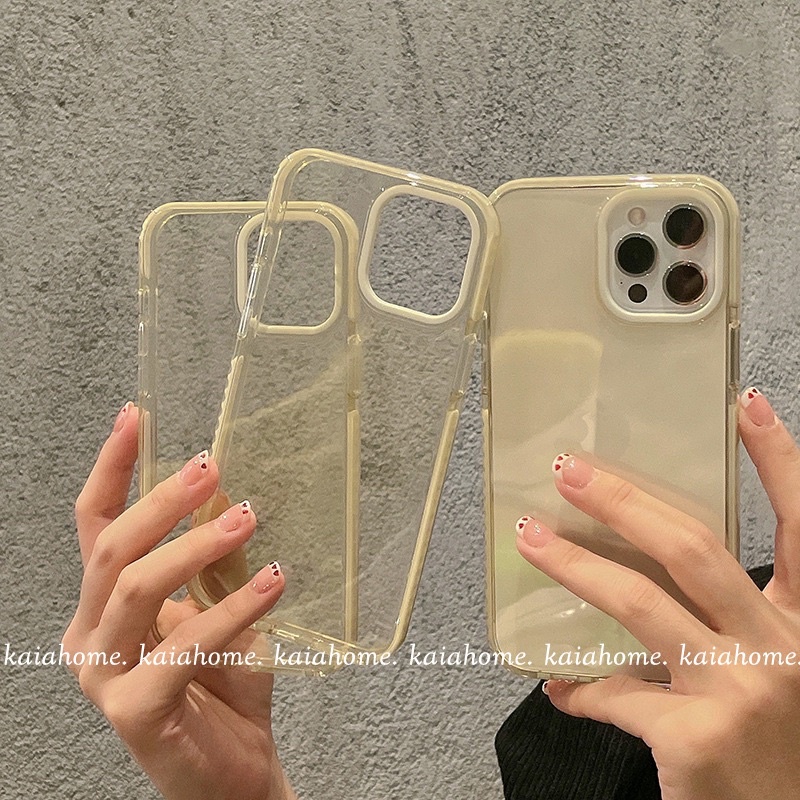 (SIÊU RẺ) Ốp lưng iphone trong chống sốc bảo vệ cam viền kem nâu 7plus/8/8plus/x/xr/xs/11/12/13/pro/max/plus/promax