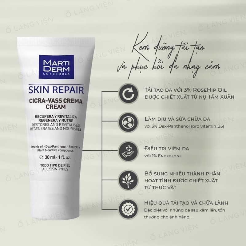 Kem Dưỡng Ẩm Tái Tạo Phục Hồi Da Marti Repair Cicra Vass 30ML