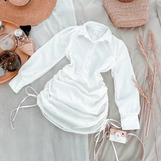 Đầm body dài tay rút tà