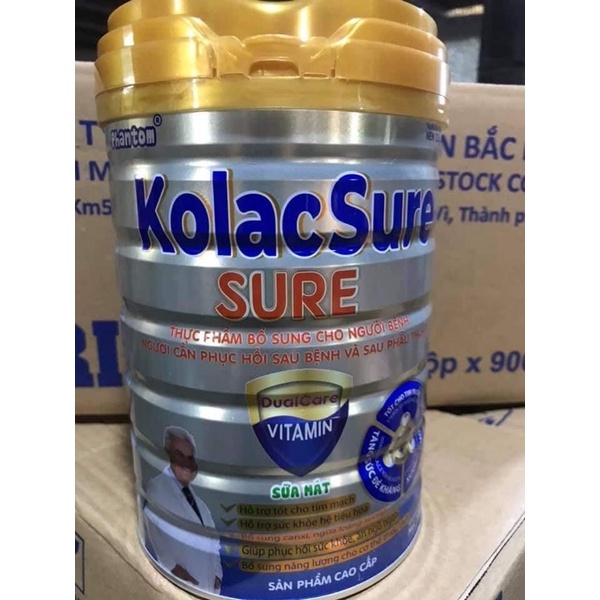 Sữa bột cho người già ăn kém, người bệnh sau phẫu thuật Kolac Sure Sure lon 900g