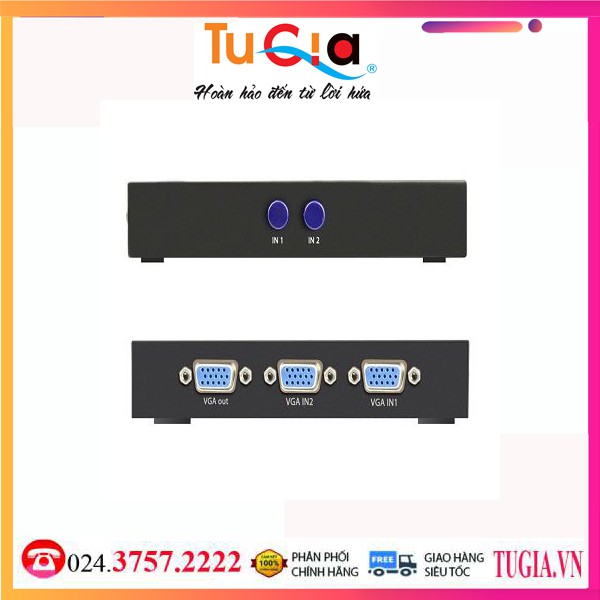 Bộ Chia Gộp VGA 2 PC vào 1 Màn Hình UNITEK (U-8704) - Hàng chính hãng