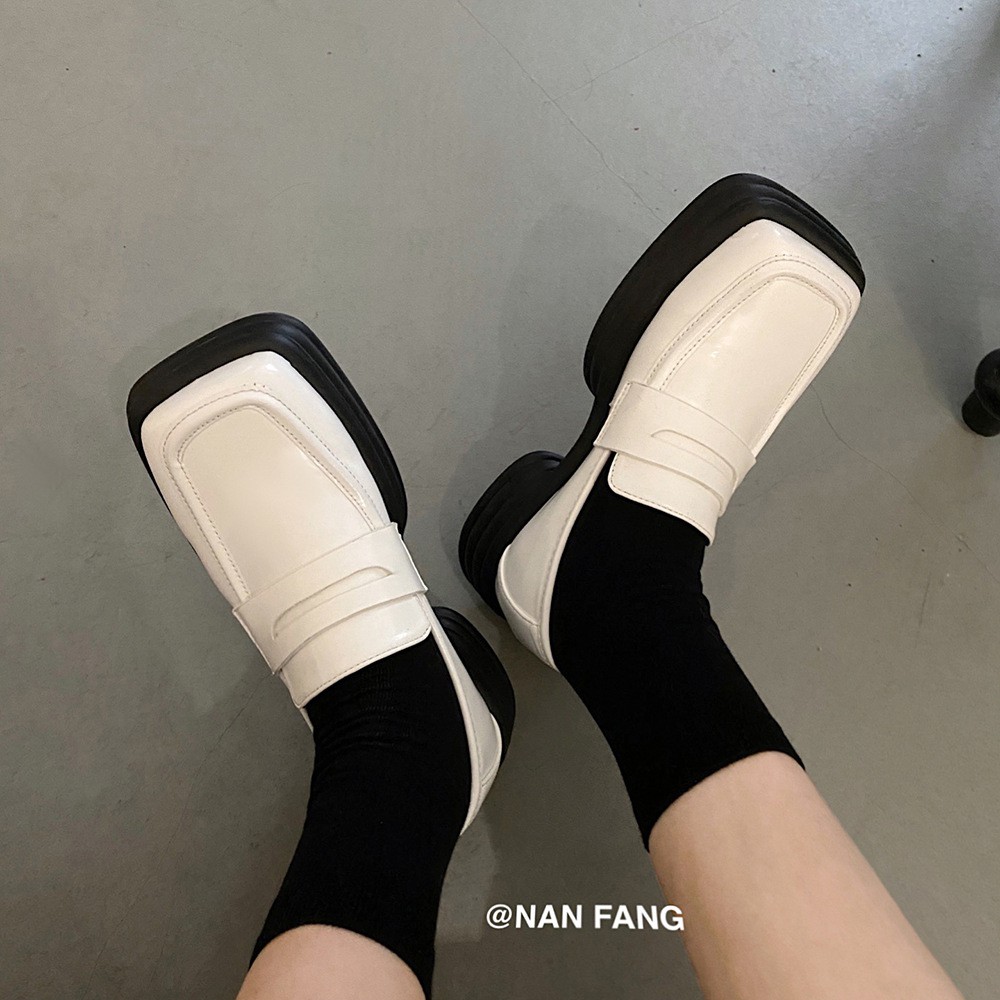 |G48| Giày mũi vuông đế cao cá tính phong cách retro