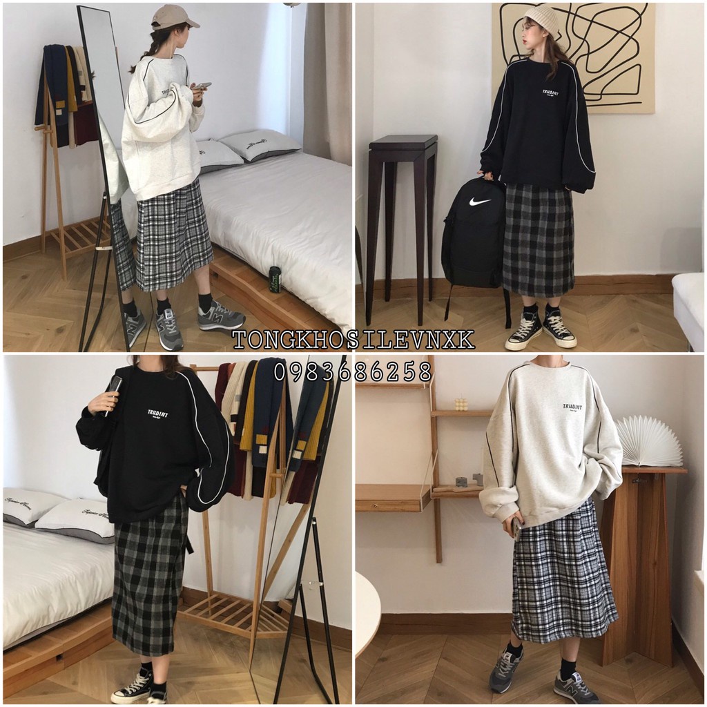 ÁO NỈ BÔNG TRUDINT UNISEX 2 MÀU TRẮNG ĐEN - ÁO SWEATER SỌC VIỀN FASHION ULZZANG