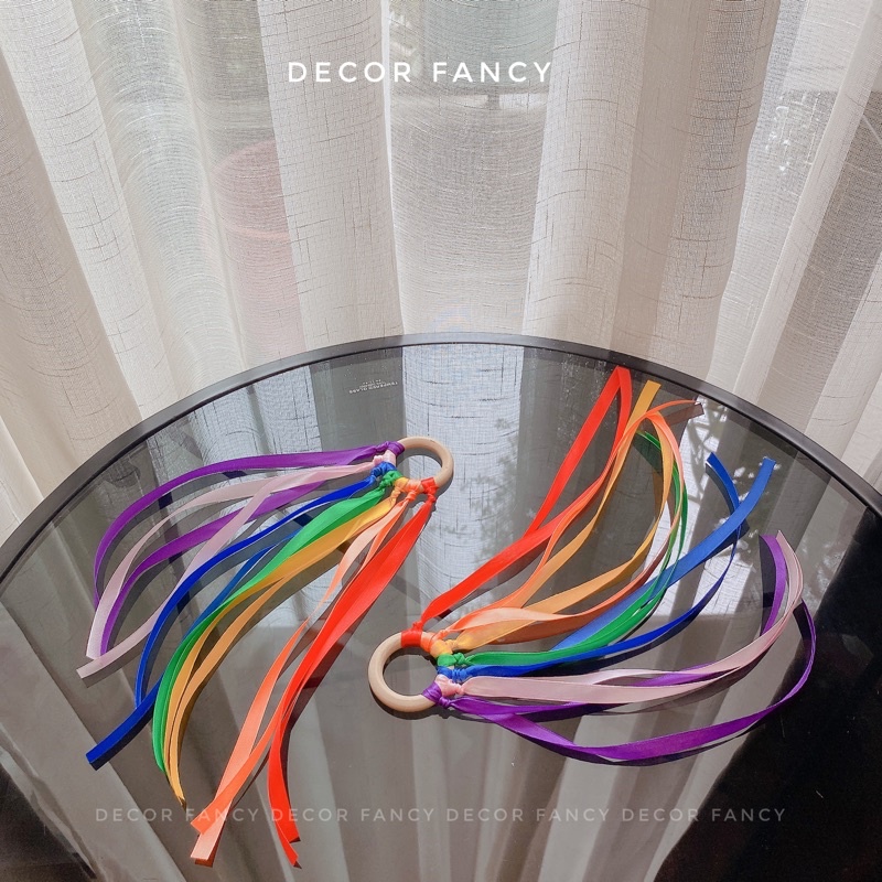 Đồ chơi phát triển thị giác cho bé, Vòng ruy băng cầu vồng kích thích trí não - Decor Fancy