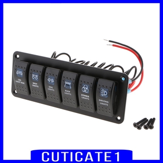 [Cuticate1] Bảng điều khiển công tắc 6 Gang 12V / 24V Điều khiển nội thất Marine Rocker Breaker