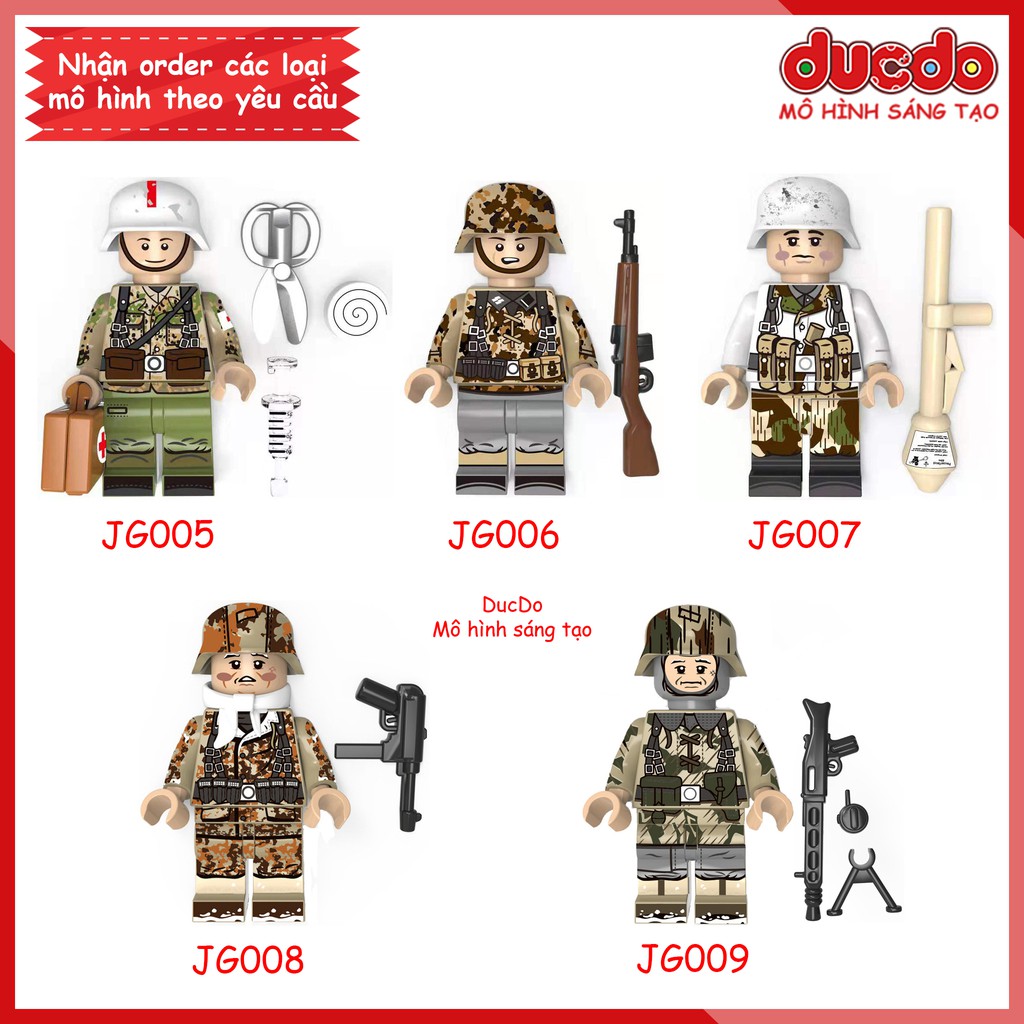 Minifigures chiến binh Army trong chiến tranh thế giới - Đồ chơi Lắp ghép Xếp hình Mô hình Mini WW2 JG 004 - 009