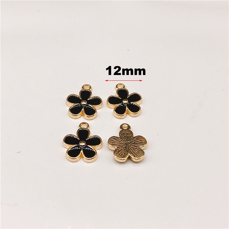 Set 4 hạt kim loại tráng men hình hoa làm vòng tay Handmade DIY