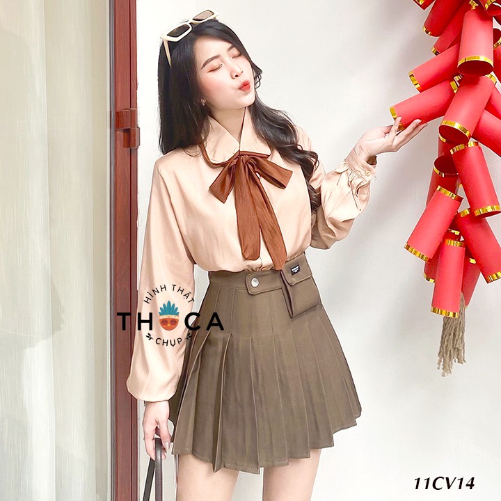 Chân váy xếp ly túi logo THOCA HOUSE trẻ trung, năng động cho nữ sinh, tôn dáng, tôn chân dài | BigBuy360 - bigbuy360.vn