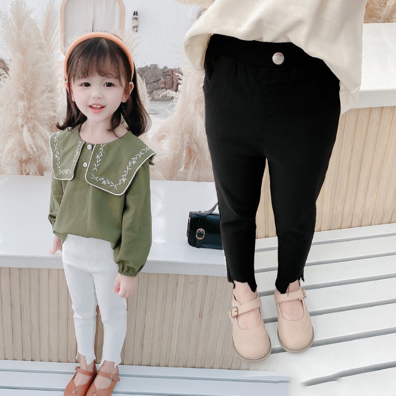 Quần Legging Lưng Cao Màu Trơn Cho Bé Gái