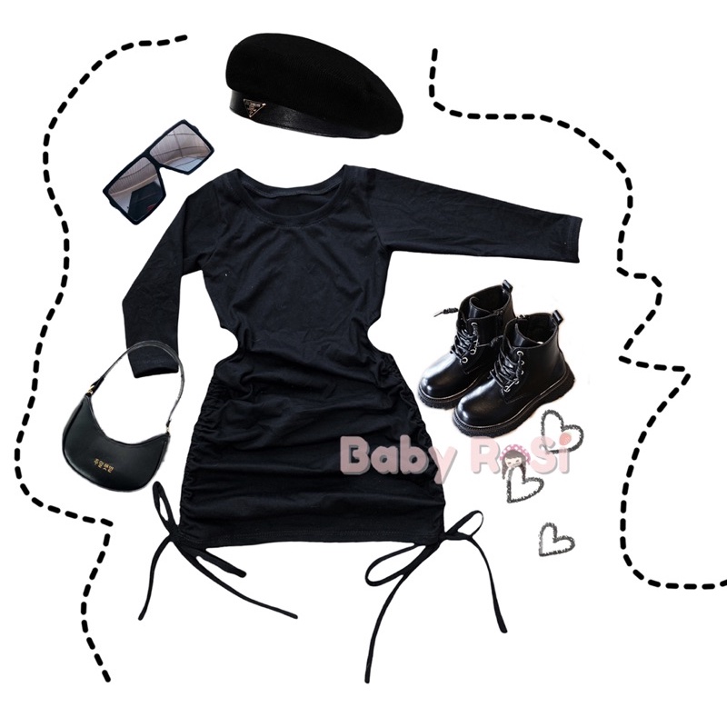 váy body sẻ eo dây rút cho bé