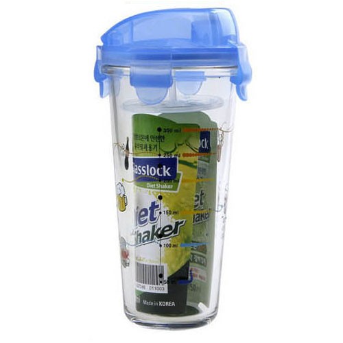 Ly thủy tinh chia vạch có nắp Glasslock Diet Shaker PC318 450ml (Xanh)