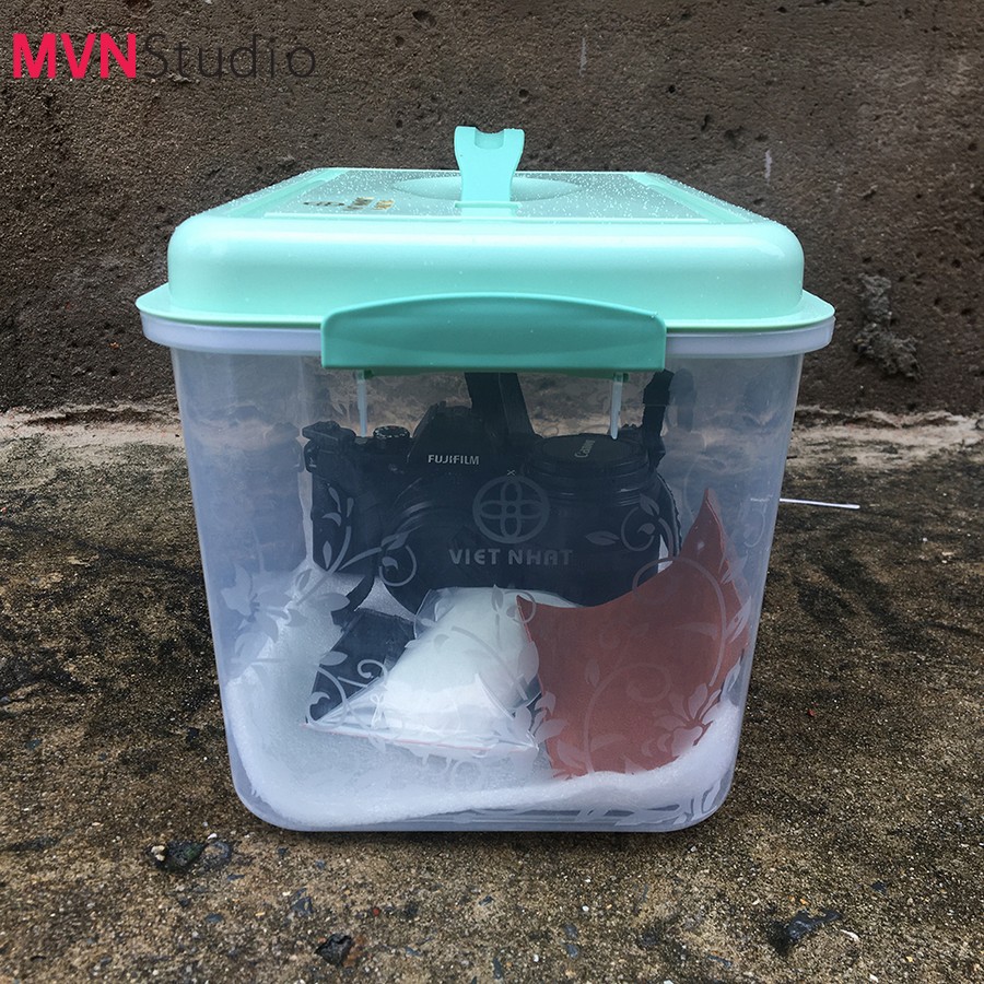 MVN Studio - Combo hộp chống ẩm 10 lít 4 Khóa bảo quản máy ảnh tặng kèm khăn da cừu lau lens
