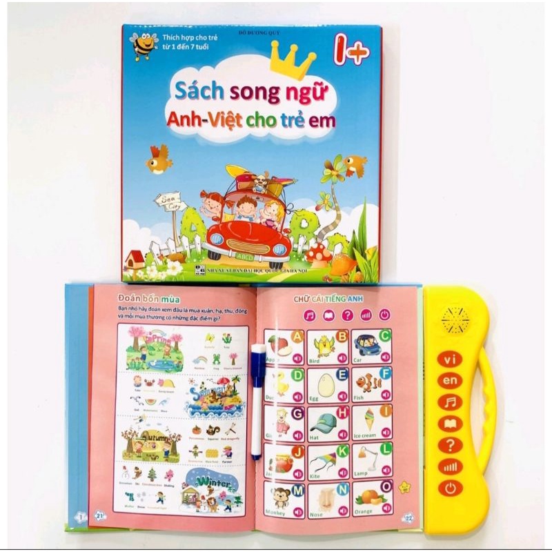 Combo Sách song ngữ + Bảng tự xóa + Tập đánh vần giúp bé phát triển tư duy