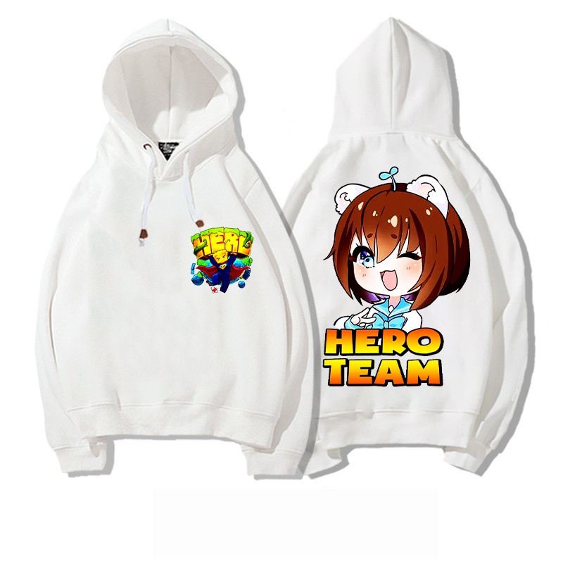 MÂU MỚI BST Áo hoodie in hình hero team màu trắng cực chất bé trai bé gái đều mê