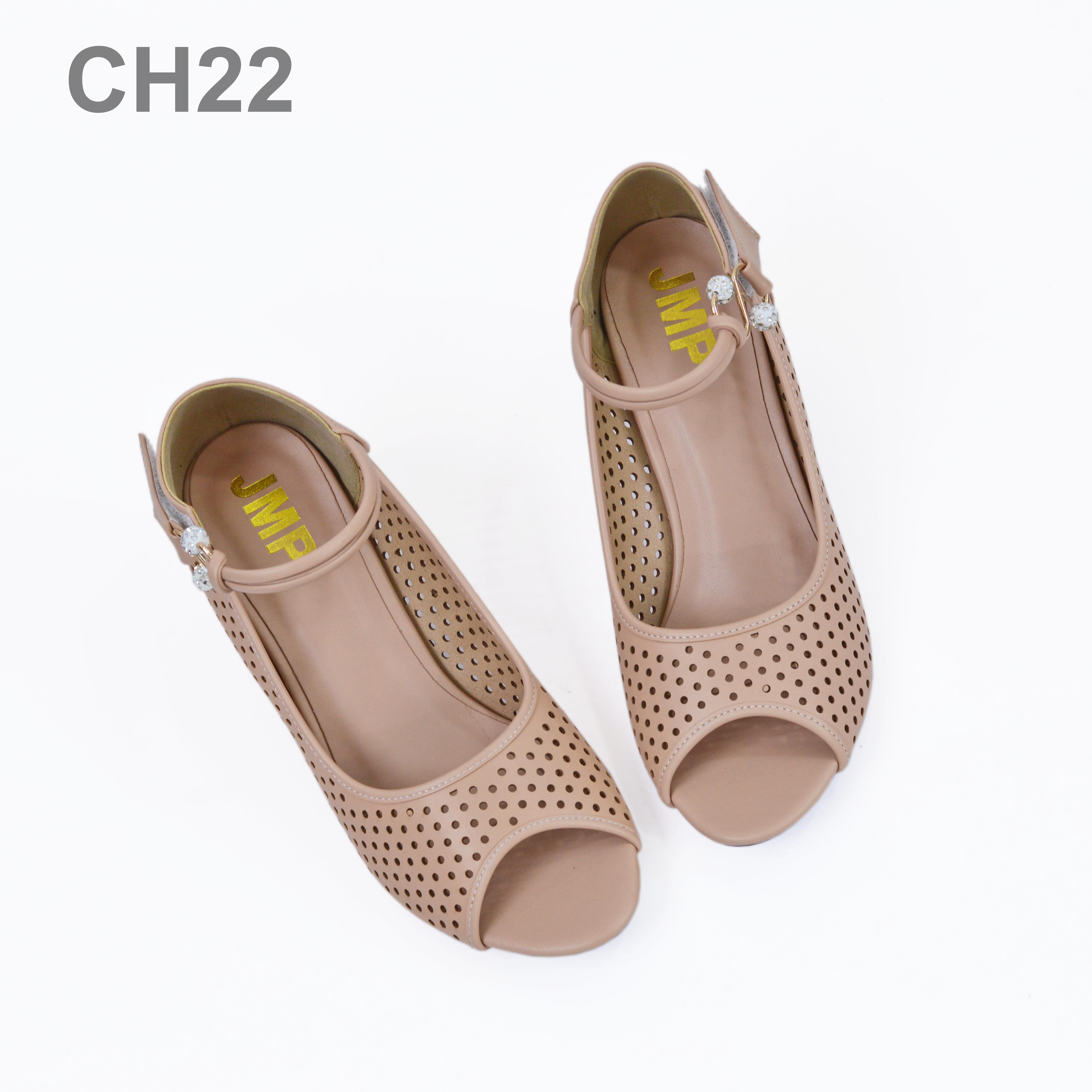 JMP - Giày Cao Gót Hoạ Tiết Laze Hở Mũi Thoáng Mát - CH22