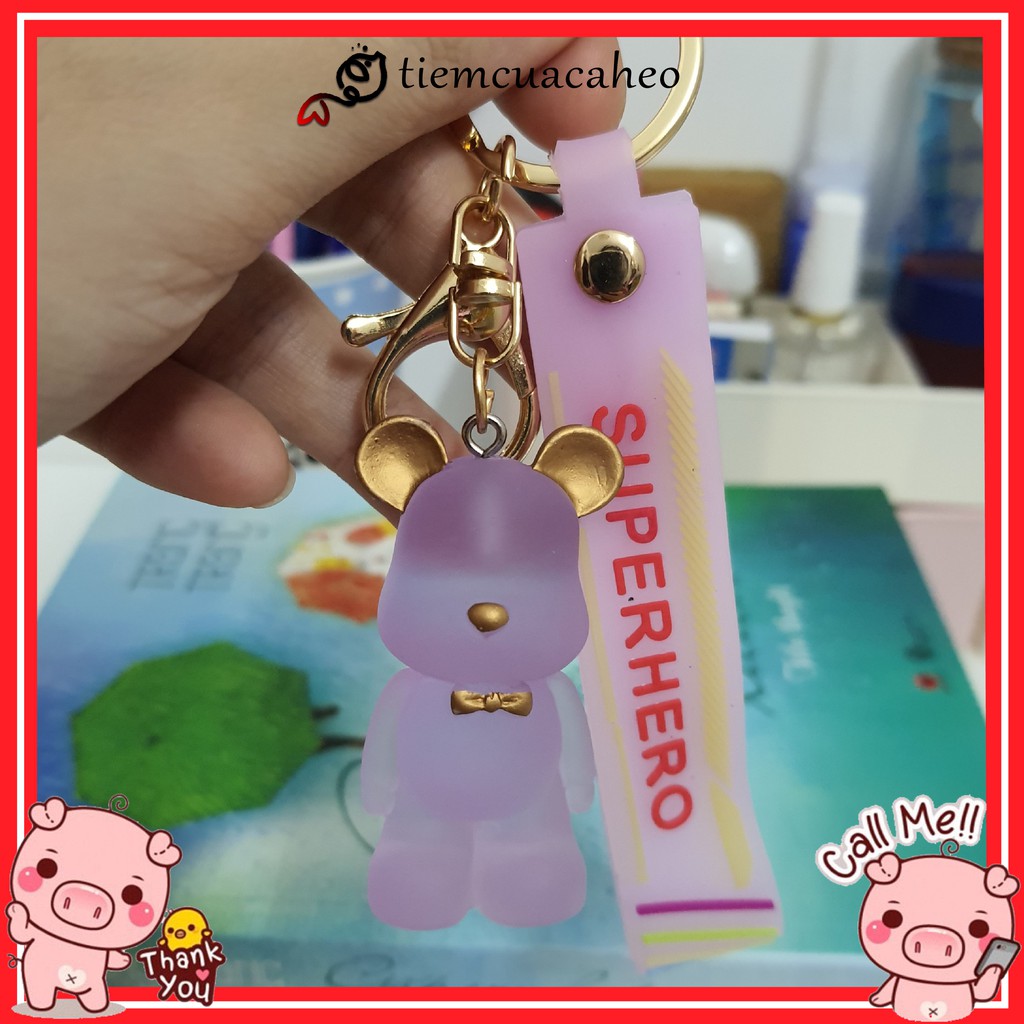 (Sẵn Hàng tại SG, ship hỏa tốc 2h) Móc khóa Hoạt Hình nhân vật Bearbrick kèm dây Cao Su, keychain cartoon tiemcuacaheo