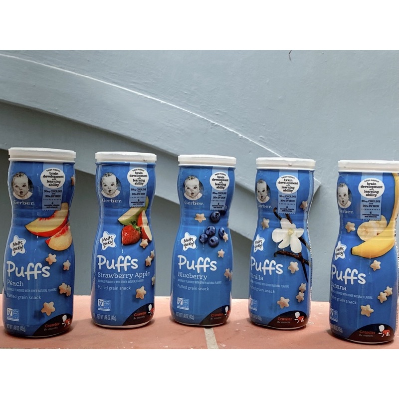 - Bánh ăn dặm sao Gerber Puffs 42gr đủ vị trái cây