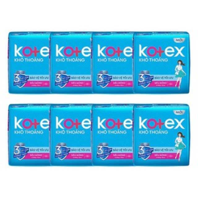 Combo 8 gói Bvs Kotex Khô Thoáng Mới – Siêu Mỏng Cánh