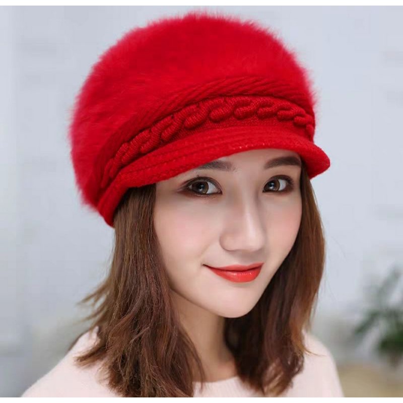 Nón mũ beret len lông thỏ thời trang Hàn Quốc mới