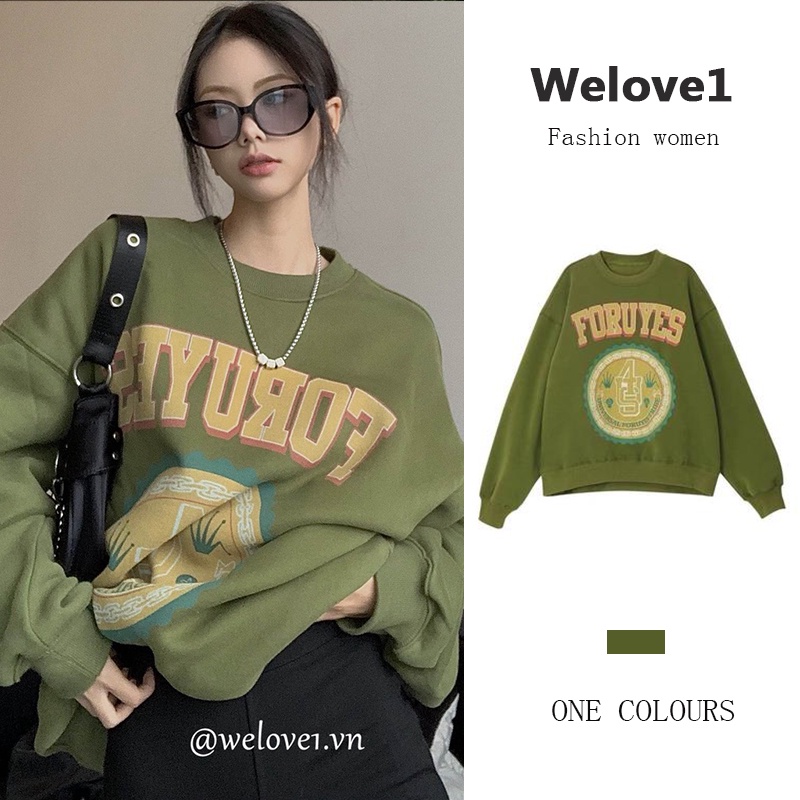 Áo sweater Lót Nhung Họa Tiết Trái Bơ Màu Xanh Lá Phong Cách Hàn Quốc Thời Trang Cho Nữ