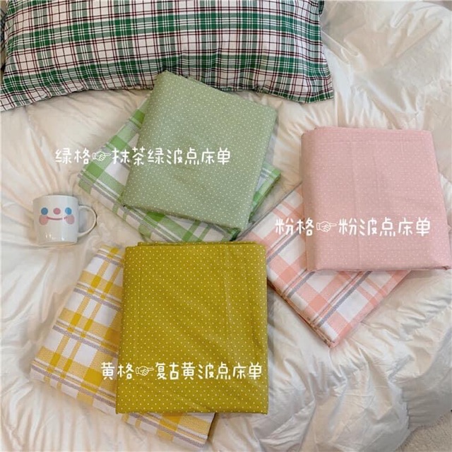 Chăn ga gối cotton poly - Bộ sưu tập Kẻ Hàn quốc 2020