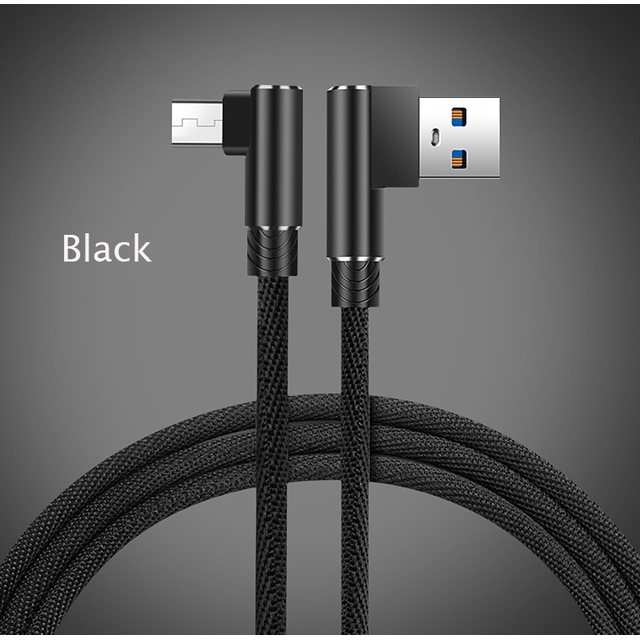 Dây cáp sạc nhanh và truyền dữ liệu Type-C Micro USB dài 1M góc 90 độ cho Iphone OPPO Xiaomi