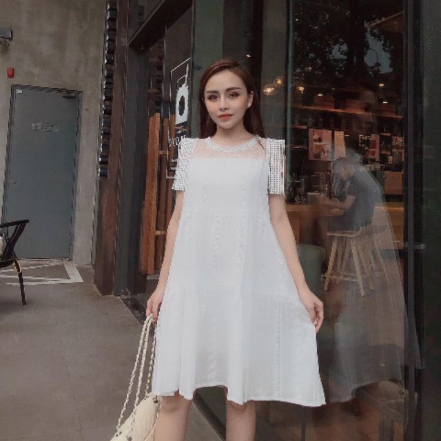 Đầm trắng dáng suông chất đẹp