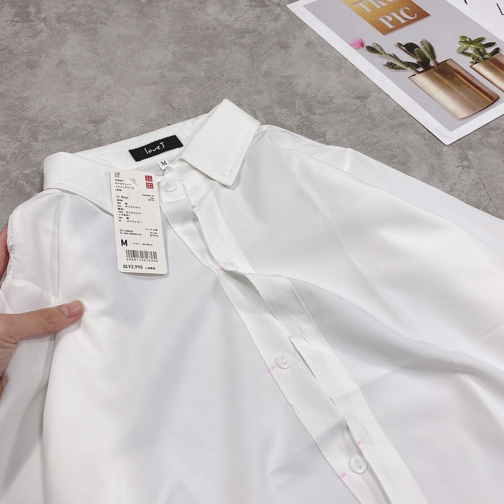 Áo Sơ mi trắng học sinh, công sở  HOUSE T&amp;T Unisex Basix  chất thô lụa mềm, mát, dầy, mịn hàng đẹp, mặc đi học ,đi chơi