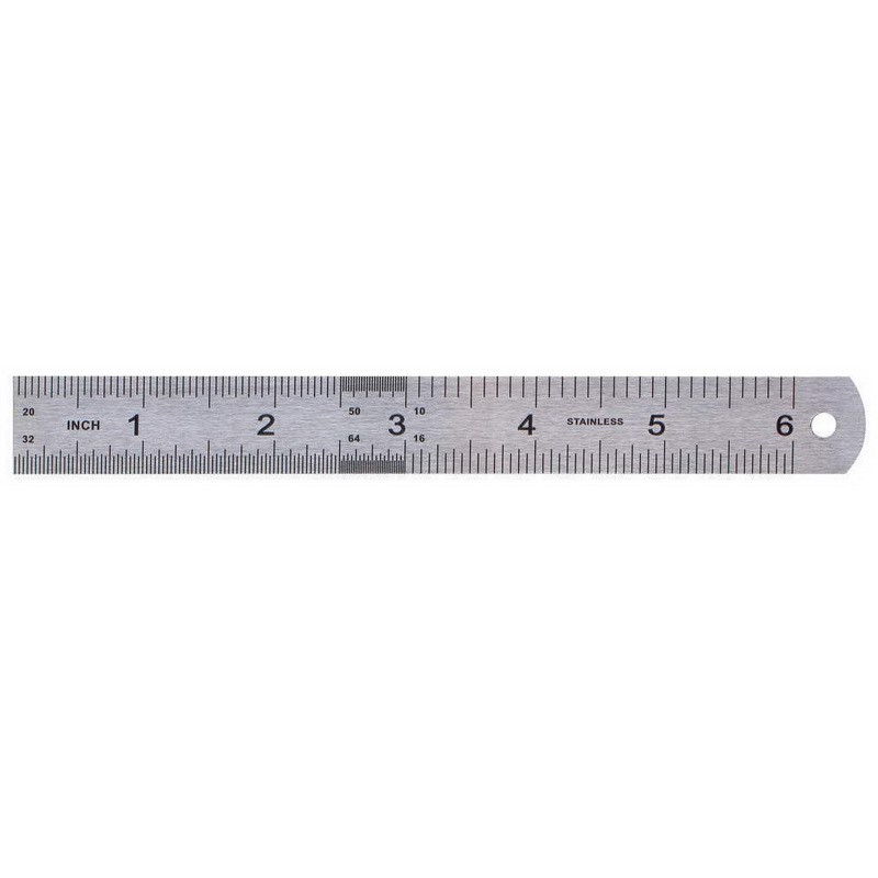 Thước kẻ hai mặt dạng thẳng bằng thép không gỉ 15cm 6inch thiết kế tiện dụng