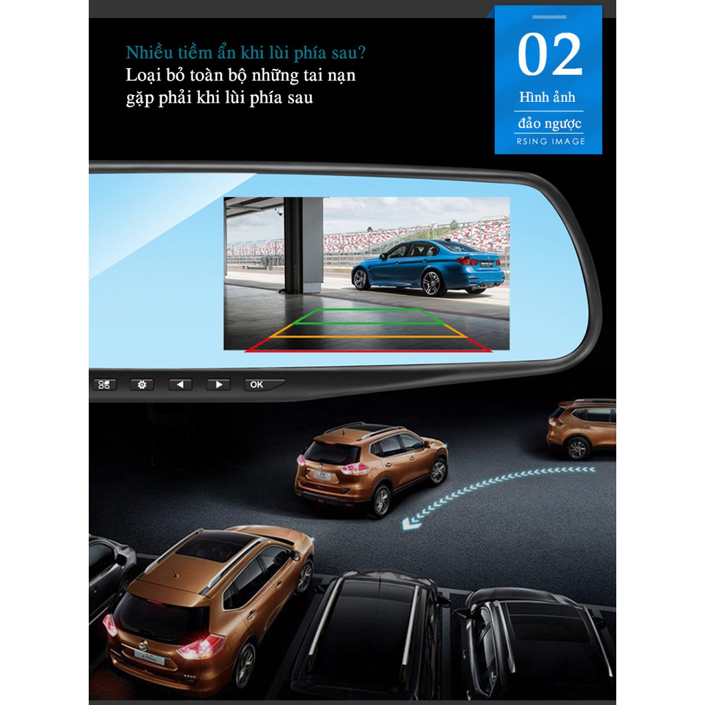 [Tặng camera lùi]Camera hành trình ô tô Gương (4.3inch)Vehicle Blackbox FullHD 1080,hỗ trợ tiếng việt-thesshop | BigBuy360 - bigbuy360.vn