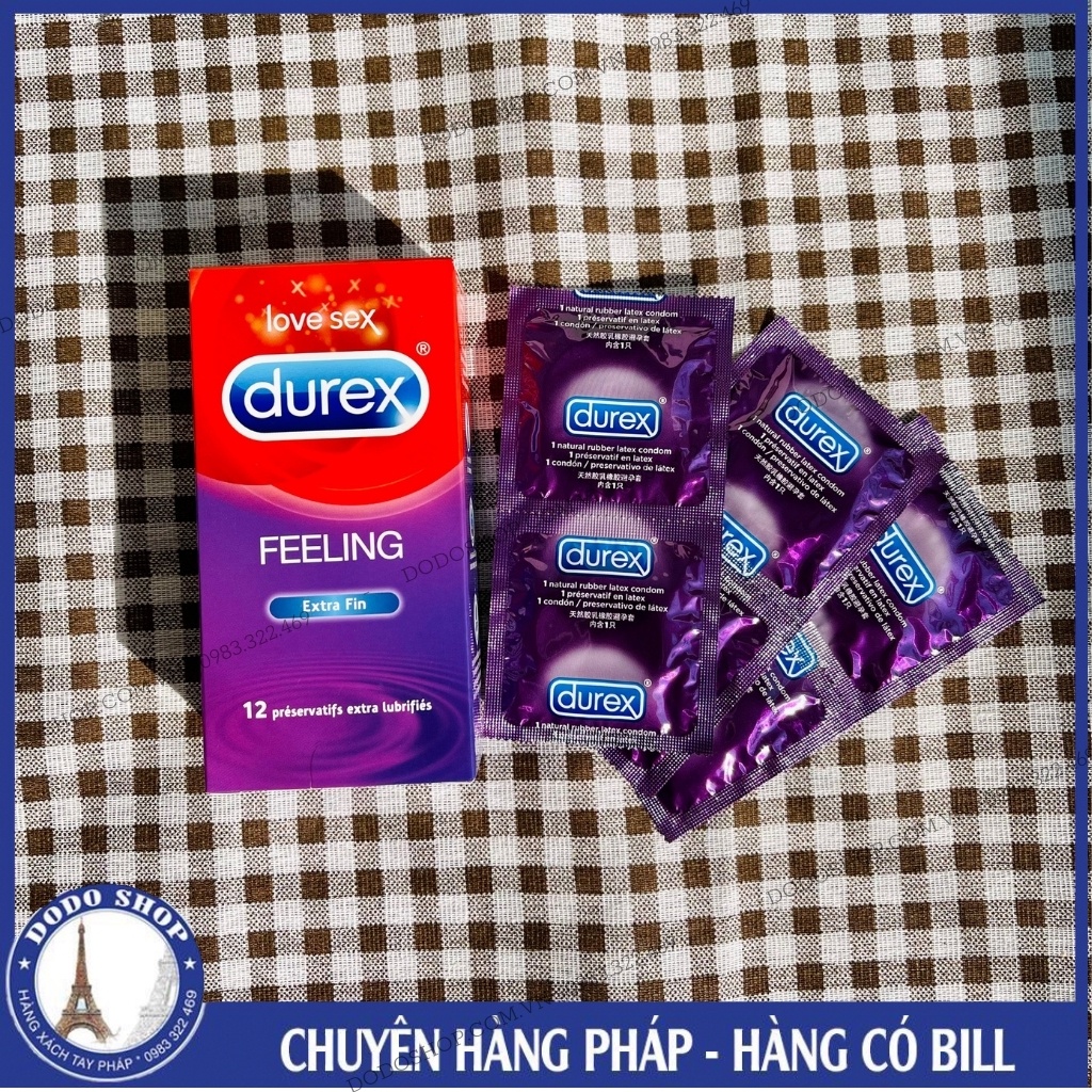 Bao cao su siêu mỏng Durex Pháp hộp 12c _ Hàng Có Bill