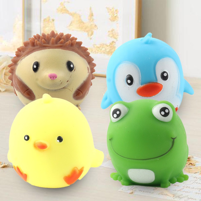 Squishy Mochi Thú Bóp Mềm Mịn Hình Con Gà Vàng Chim Cánh Cụt Xanh Ếch Xanh Nhím Nâu cực đáng yêu mochi slime