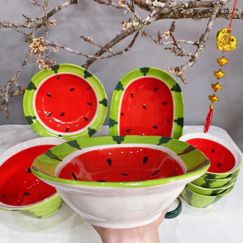 SET BÁT ĐĨA DƯA HẤU☘️DECO ĐỒ ĂN CỰC XINH Ạ
