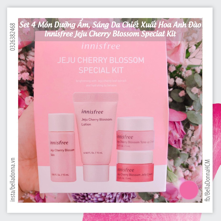 Set 4 Món Dưỡng Ẩm, Sáng Da Chiết Xuất Hoa Anh Đào Innisfree Jeju Cherry Blossom Special Kit [4 Items]