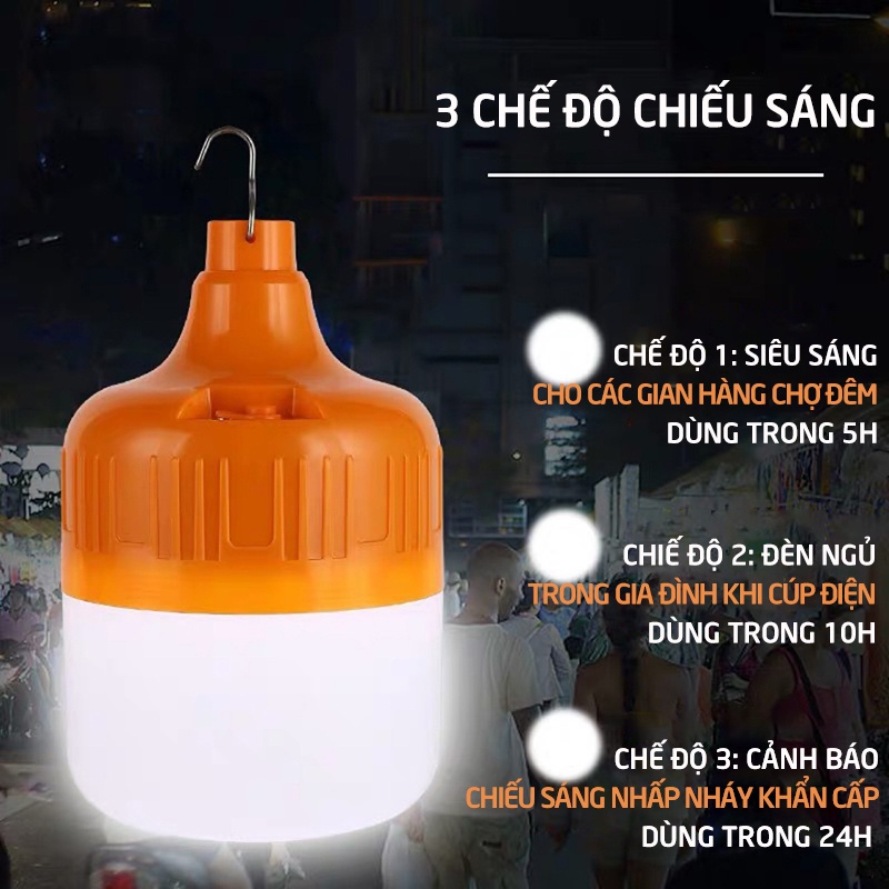 [Hàng loại 1] Bóng đèn tích điện 💎Đèn Led tích điện sạc usb 100w dùng 6h đến 8h tiện lợi cho gia đình