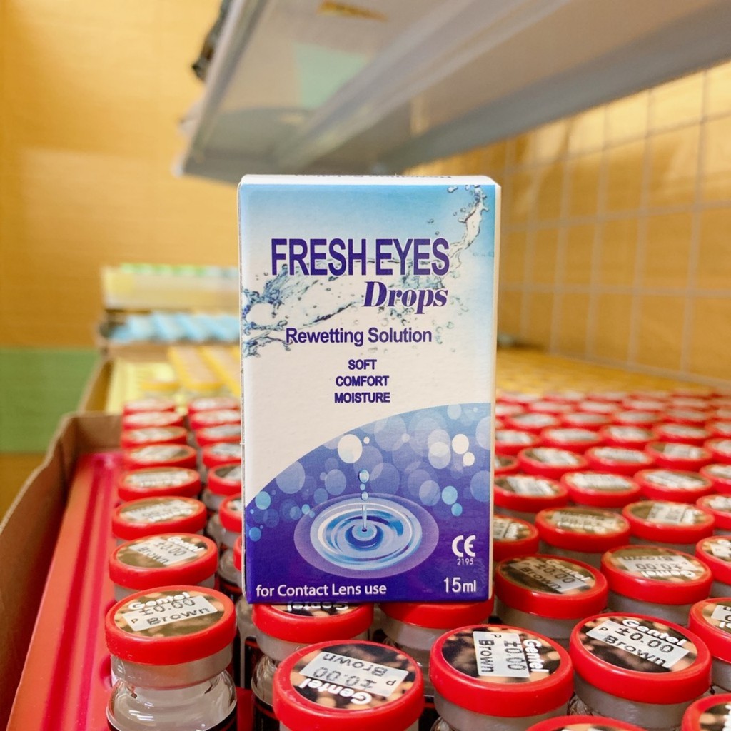 Nước ngâm lens và nhỏ mắt FRESH EYES nước rửa lens chai lớn 150ml, nước nhỏ, dụng cụ đeo lens chuyên dụng