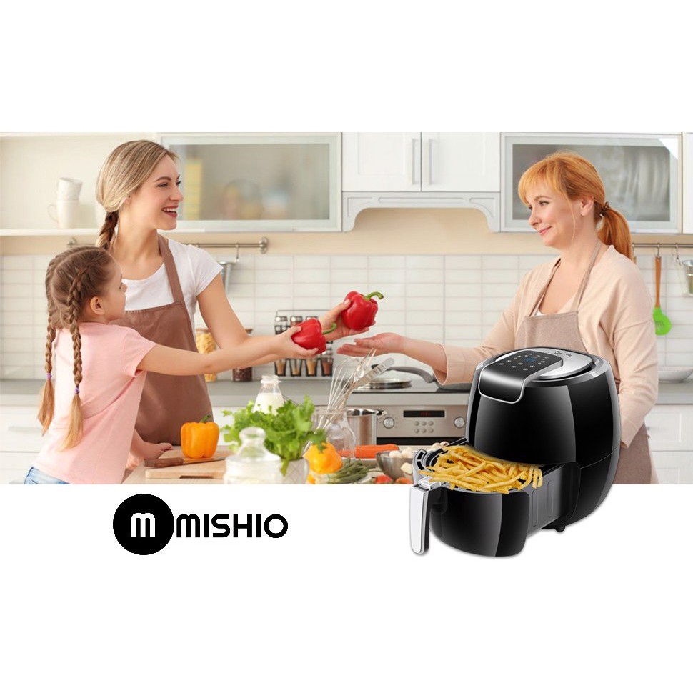 Nồi chiên không dầu điện tử MISHIO MK-165 5.5L chống dính công suất 1800W bảo hành 24 tháng nướng vừa gà to