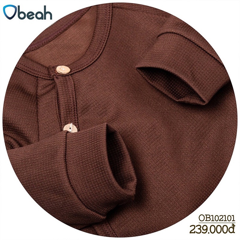 đồ bộ cho bé, set bộ kèm mũ màu Socola chất liệu cotton tổ ong Fullsize 59 đến 90 cho bé yêu từ 0 đến 24 tháng