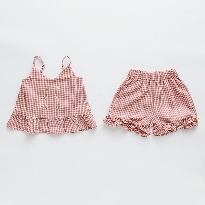 Đồ bộ trẻ em cho bé gái set hai dây kẻ thô siêu xinh đáng dễ thương JIMADO SE1551