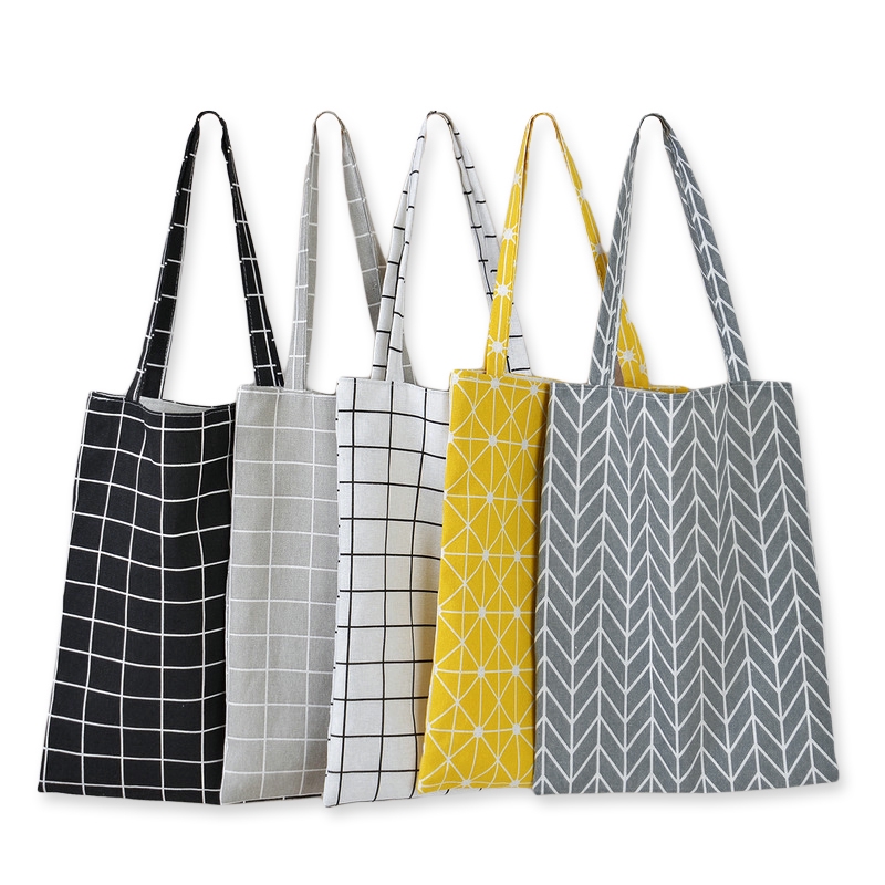 Young Ladies Women Girl Linen Fashion Plaid bag Shopping Bag Handbag Bag Tote Bag Hot Sale