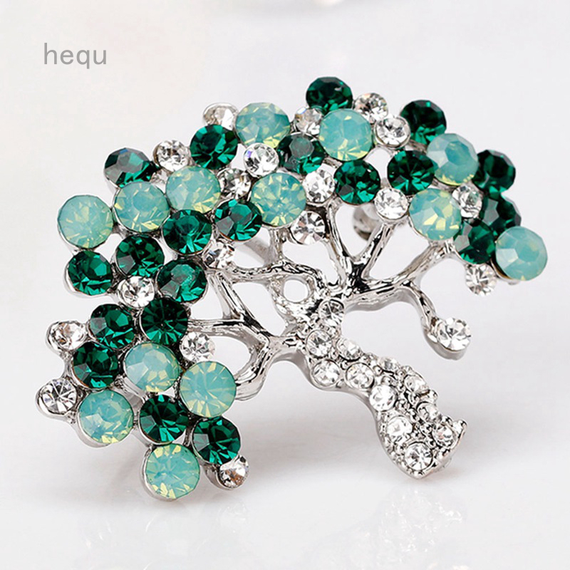 Ghim cài áo hình cây lớn đính đá pha lê tự nhiên thời trang cổ điển dành cho bạn nữ khi dự tiệc/đám cưới/làm quà