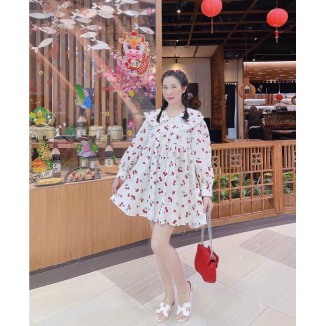 Đầm baby doll in hoa quả