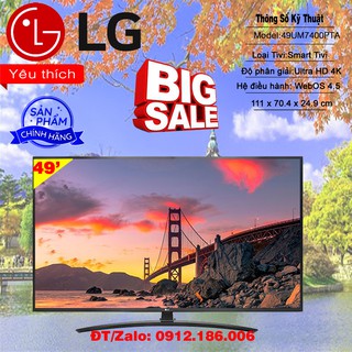Smart Tivi LG 49UM7400PTA 49inch
