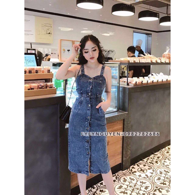 Váy Jean 2 Dây Buộc Dây Eo siu hot Mã SL#V 12 HOT HOT HOT 2019