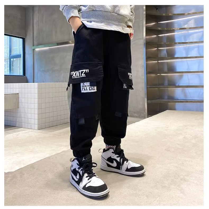 Quần Cotton Nguyên Chất 3 Túi Lớn Phong Cách Hàn Quốc Chống Mài Mòn Mùa Thu Đông Thường Ngày Cho Bé Trai