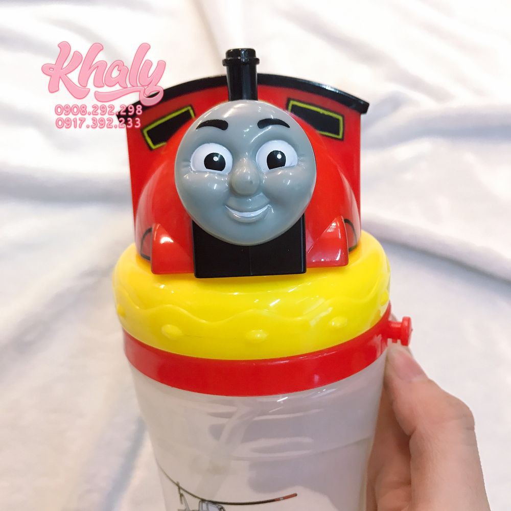 Bình nước trong suốt có ống hút hình xe lửa Thomas & Friends cho trẻ em, bé trai (360ml)