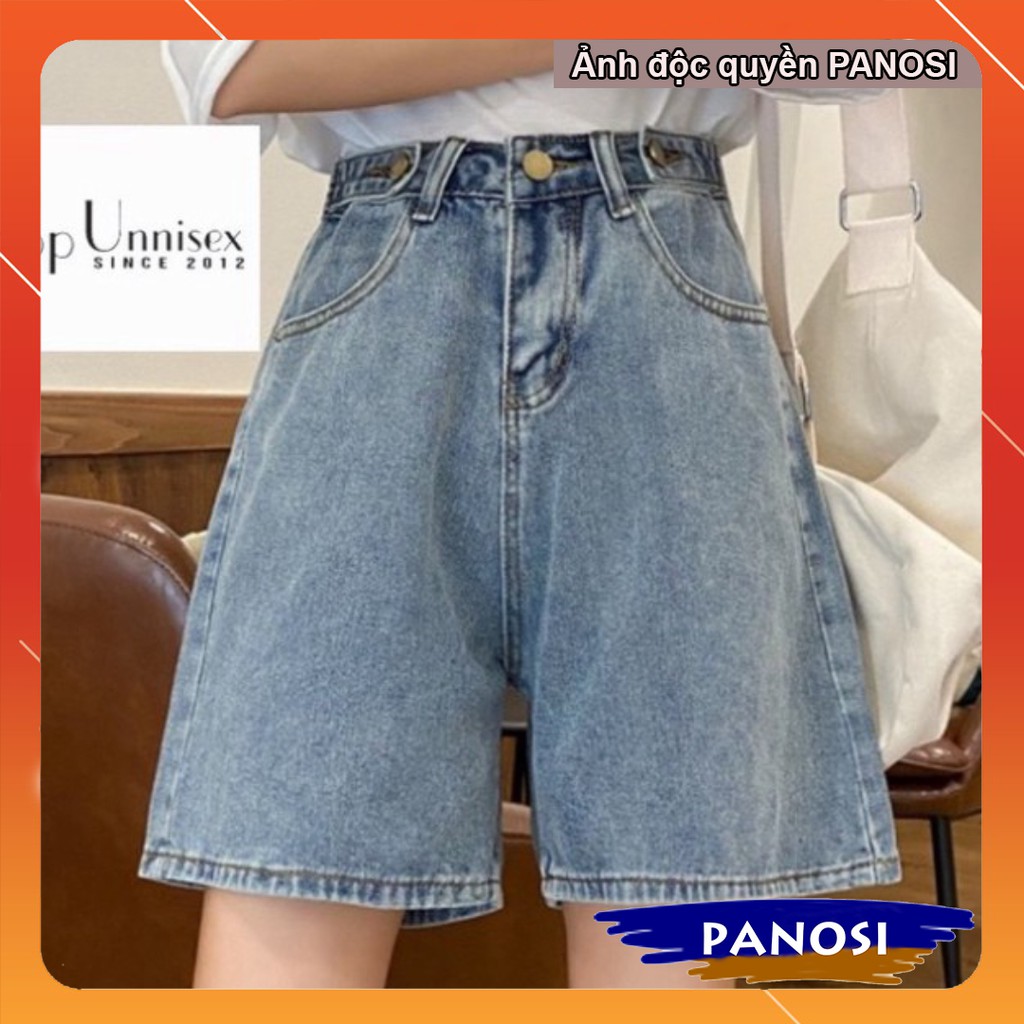 Quần short jean nữ ống rộng có cúc eo, quần sooc đùi chất bò mềm mịn Q436 PANOSI